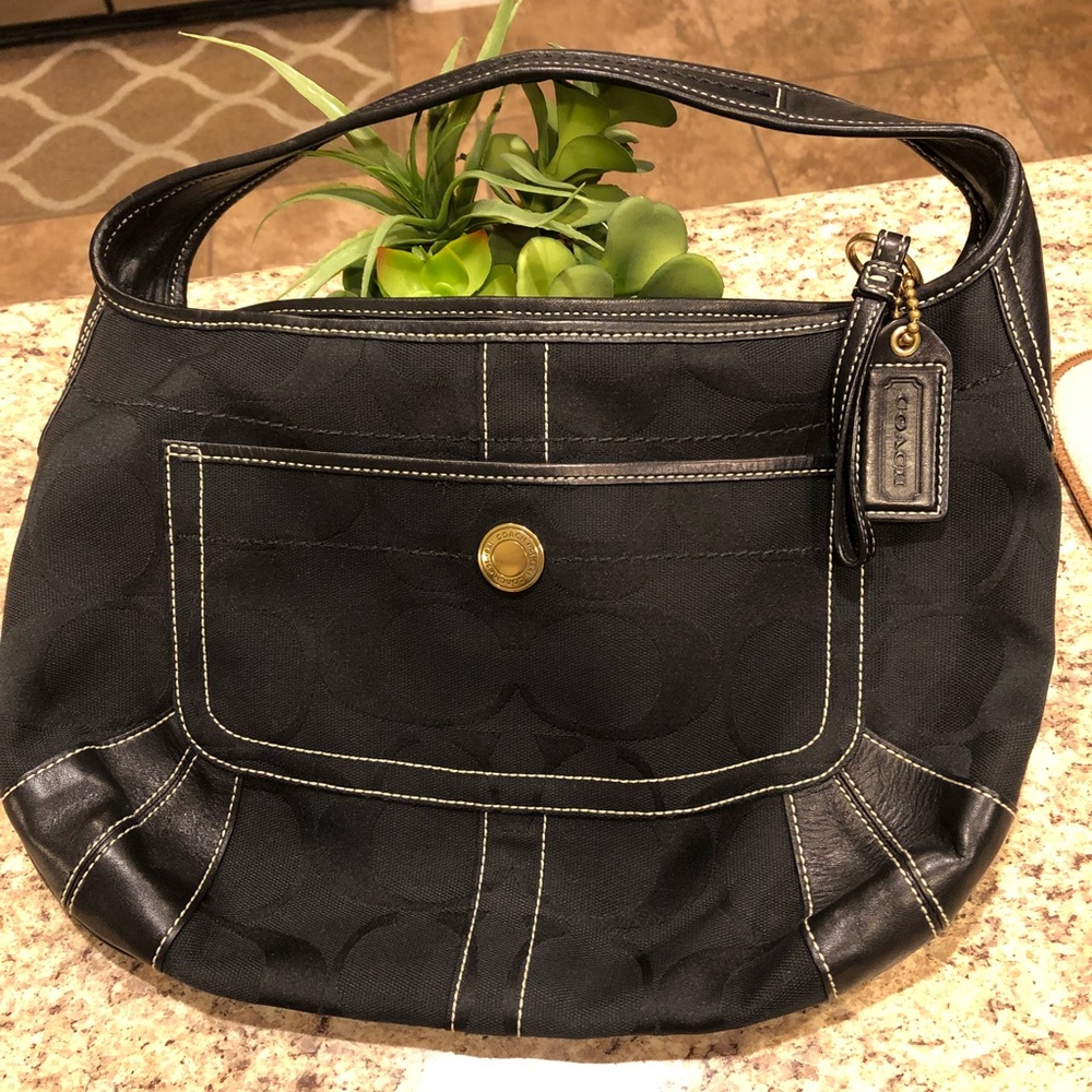 COACH Signature black hobo purse